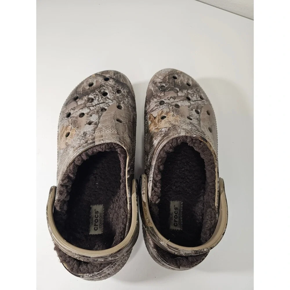 Crocs Classic Lined Clog RealTree Edge Camo Brown Faux Fur Fleece Men 7 Women 9